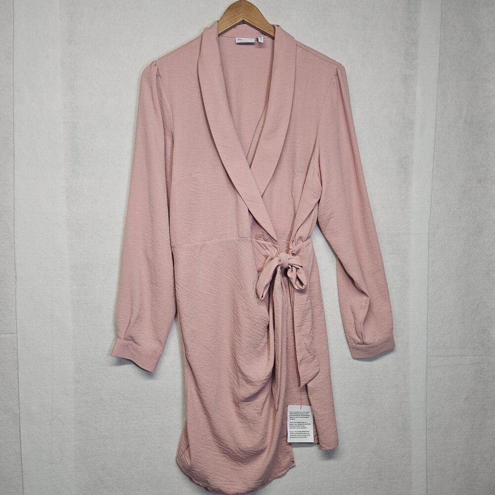 ASOS DESIGN Collared Wrap Mini Dress Rose Pink NWOT Size 8